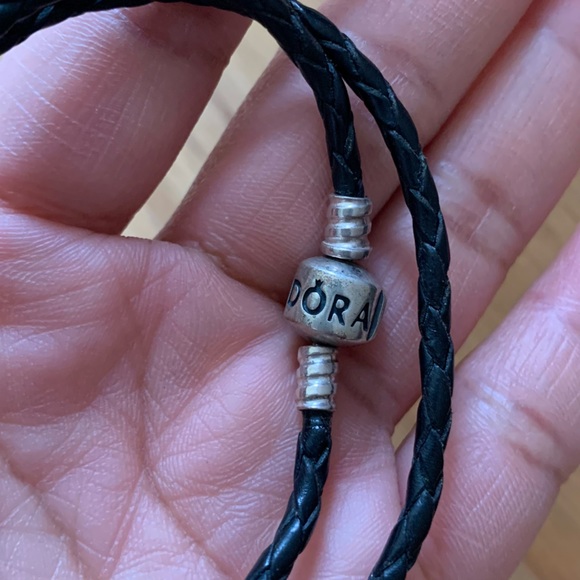 Bundle 2 Matching Retired Pandora Black Leather Bracelet & Necklace Set - Picture 9 of 10